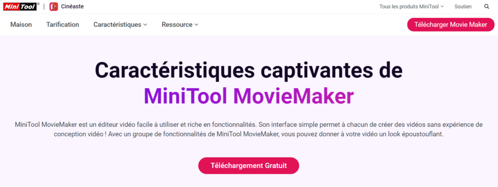 Excellent Logiciel de montage vidéo pour les débutant! Minitool MovieMaker
