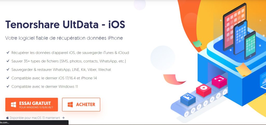 2. Téléchargement et installation de Tenorshare UltData - iOS