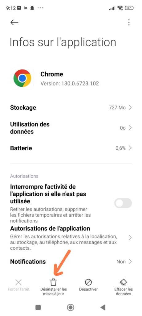 Désinstaller les mises à jour