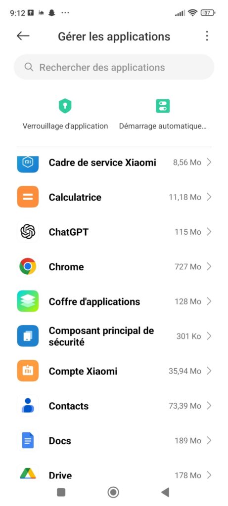 Android - Recherchez et sélectionnez Chrome dans la liste