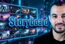 Comment créer une vidéo IA de niveau cinéma (sans gaspiller vos crédits) Man and storyboard grid