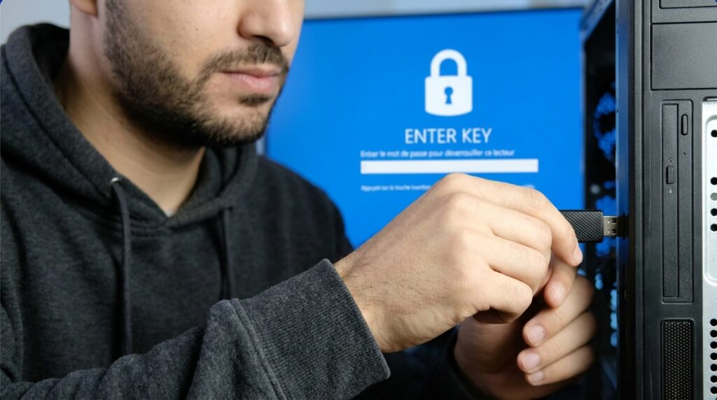 Man holding USB drive